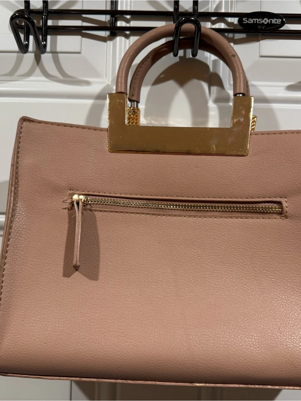 Structured Top-Handle Satchel in Dusty Rose with Gold Accent